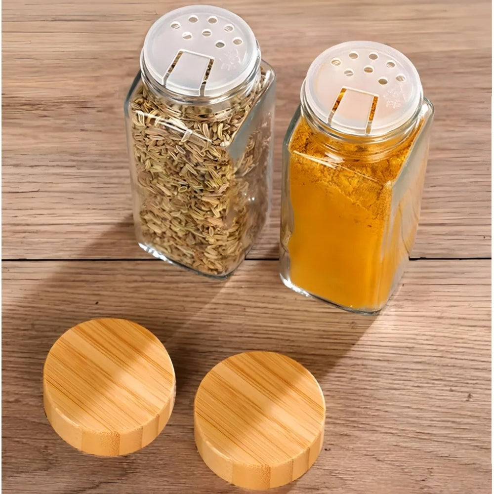2'li Bambu Kapaklı Cam Baharatlık Homerest