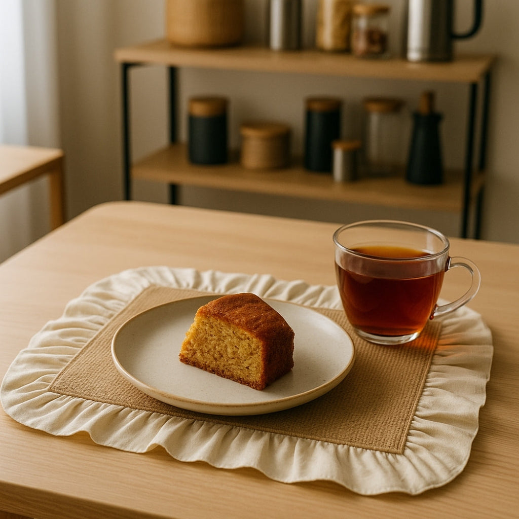 Ekru Fırfırlı Jüt Dikdörtgen Amerikan Servis Homerest