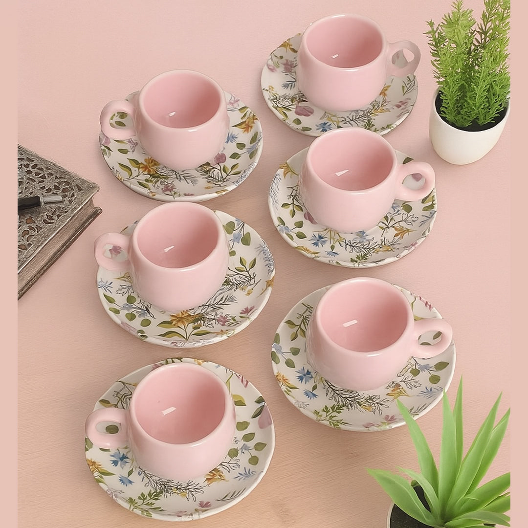Flowers Pembe 6'lı Fincan Seti Homerest