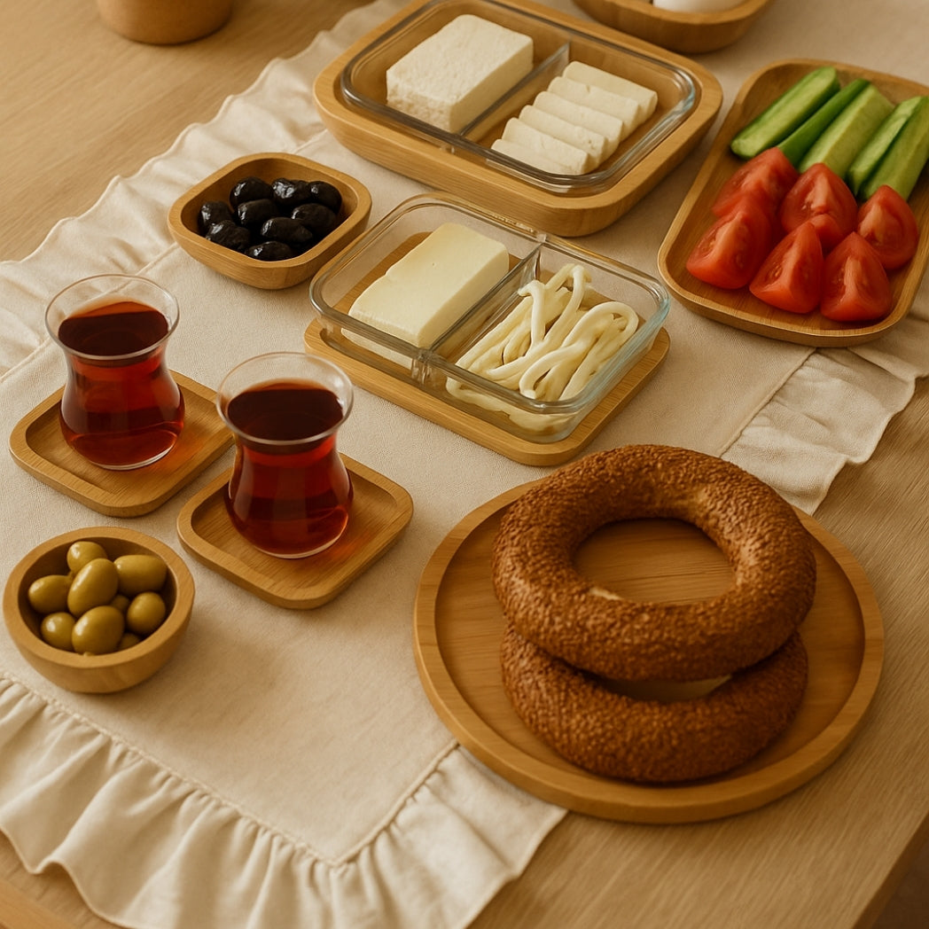 Fırfırlı Ekru Dikdörtgen Runner Homerest