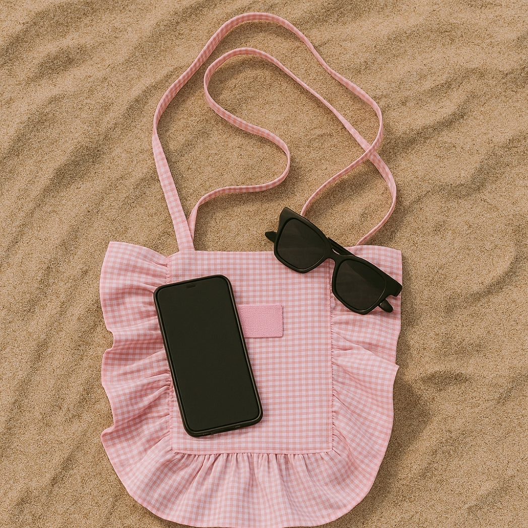 Fırfırlı Pötikare Pembe Küçük Çapraz Çanta Homerest
