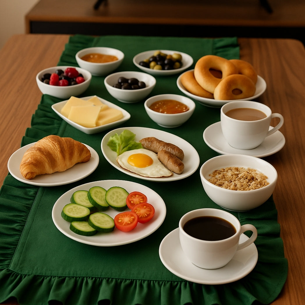 Fırfırlı Yeşil Dikdörtgen Runner Homerest