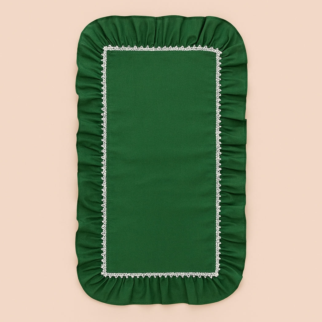 İç Dantel Fırfırlı Yeşil Dikdörtgen Runner Homerest