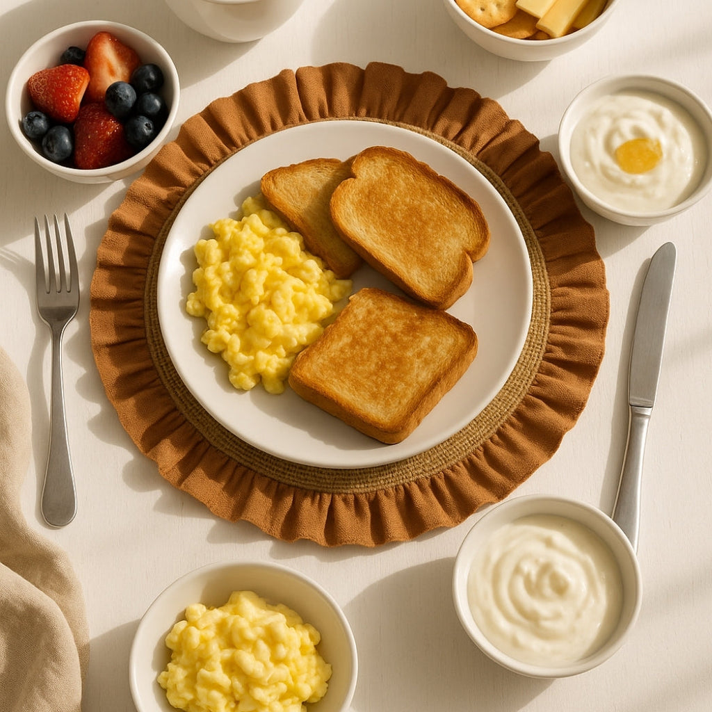 Kiremit Fırfırlı Yuvarlak Jüt Amerikan Servis Homerest