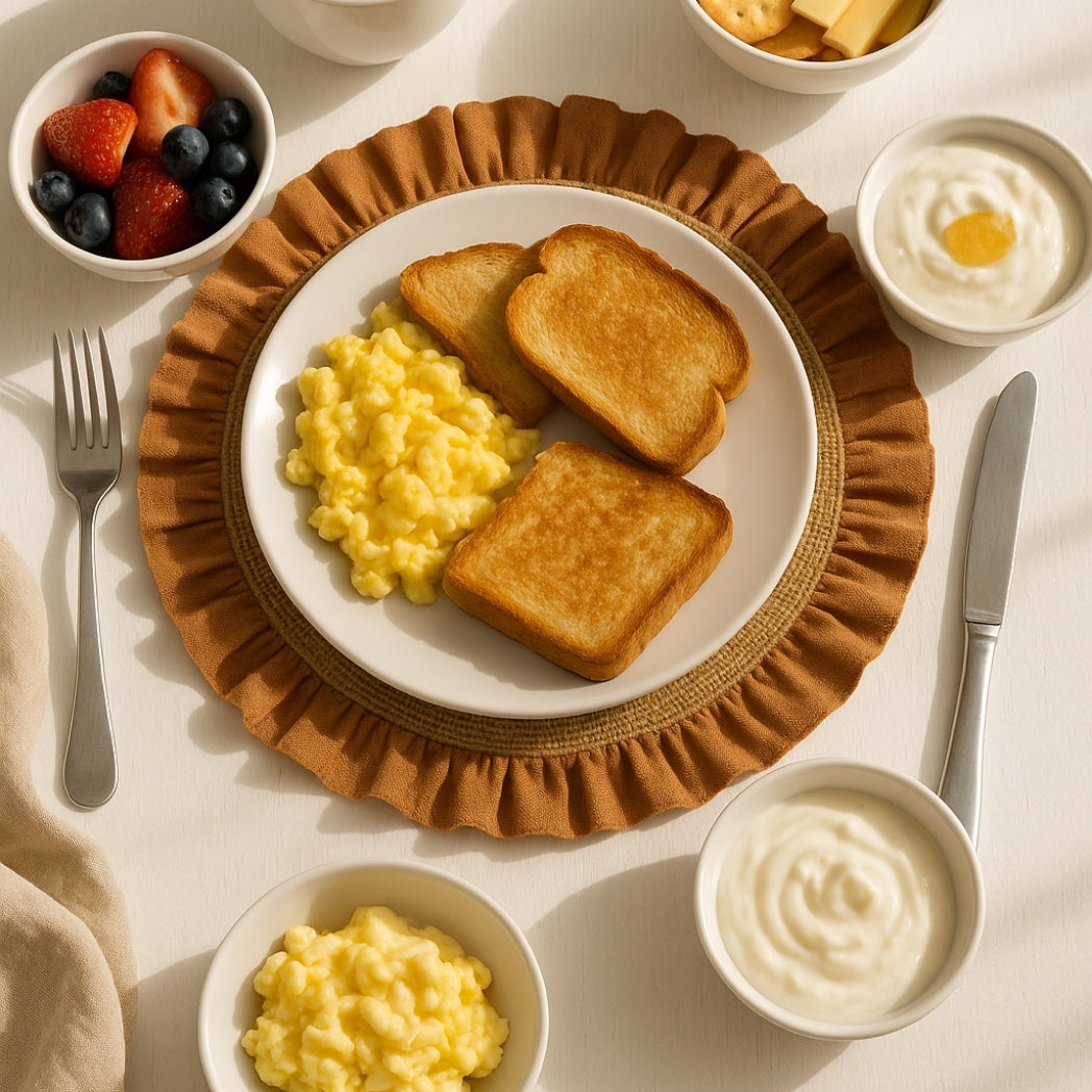 Kiremit Fırfırlı Yuvarlak Jüt Amerikan Servis Homerest