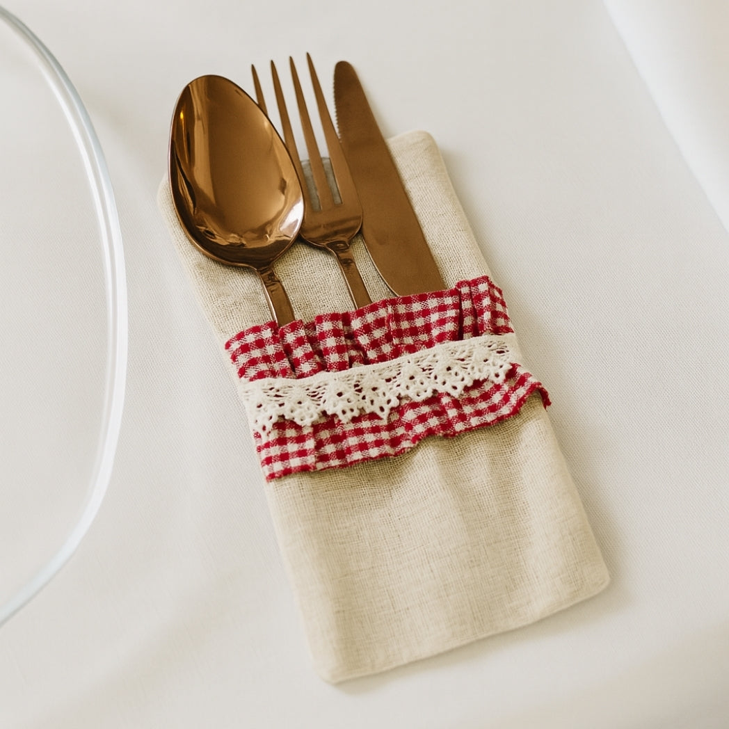 Kırmızı Fırfırlı Ekru Kaşıklık Homerest