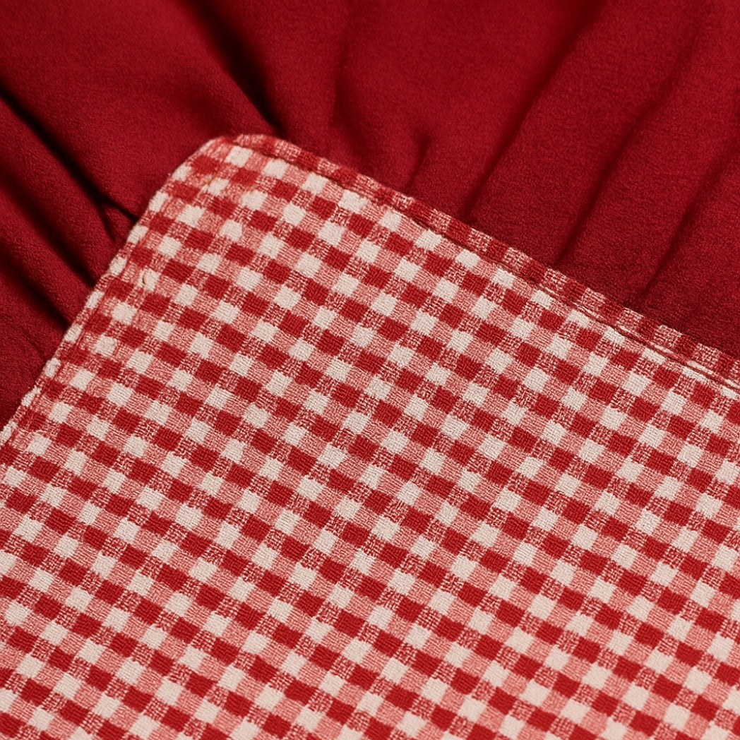 Kırmızı Kaşıklıklı Pötikare Dikdörtgen Amerikan Servis Homerest