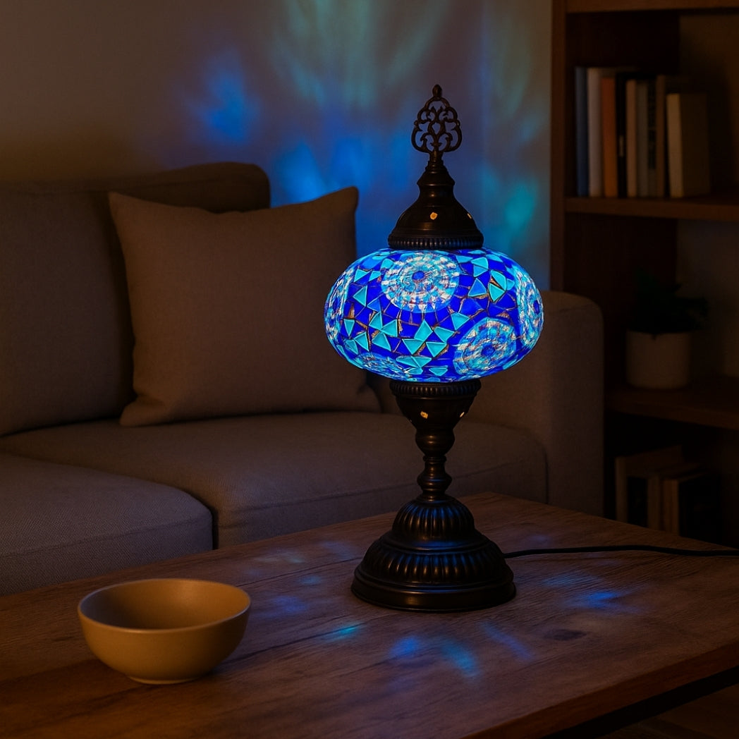 Mavi Mozaik Masa Lambası Homerest