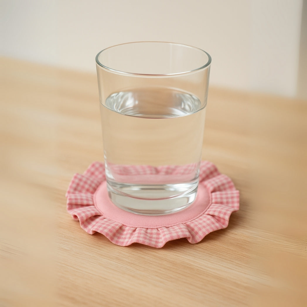 Pembe Fırfırlı Bardak Altlığı