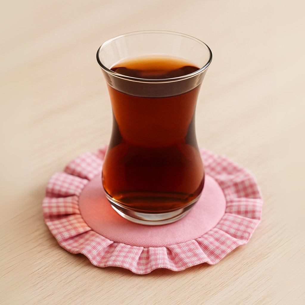 Pembe Fırfırlı Bardak Altlığı