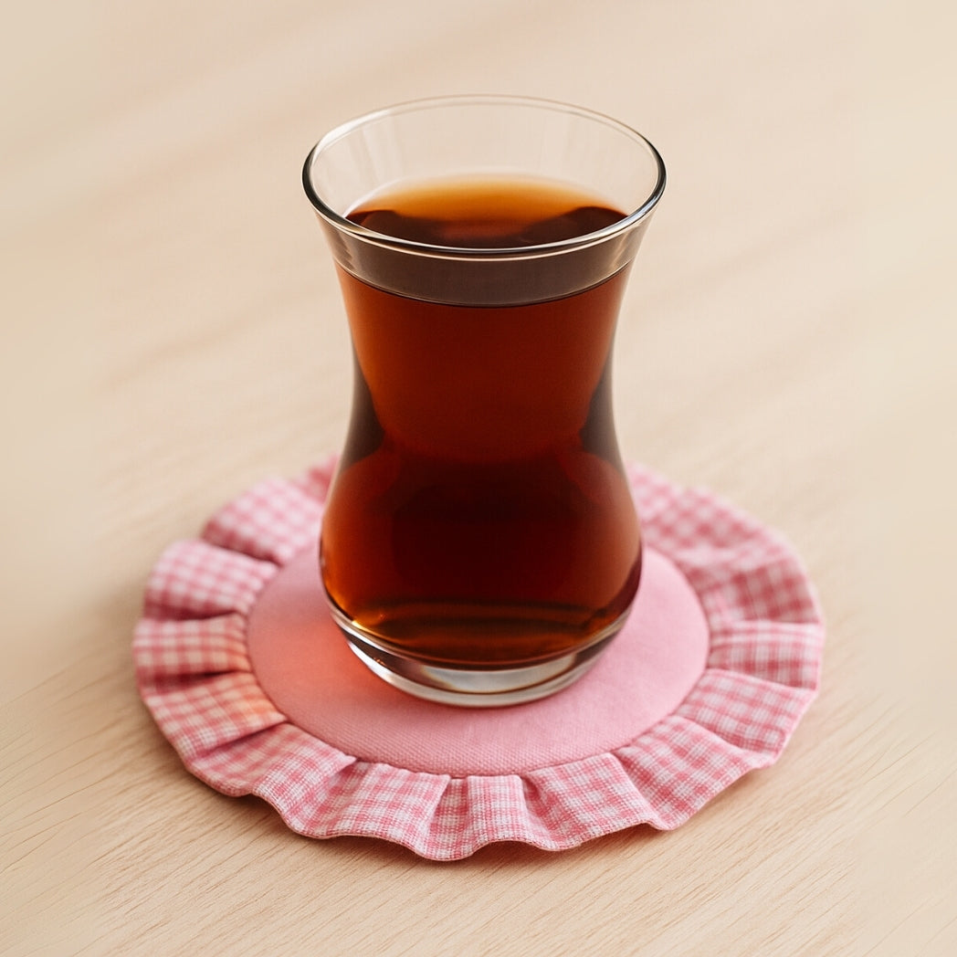 Pembe Fırfırlı Bardak Altlığı