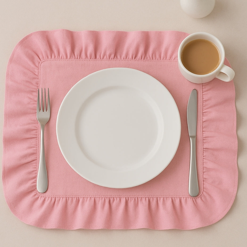 Pembe Fırfırlı Dikdörtgen Amerikan Servis Homerest