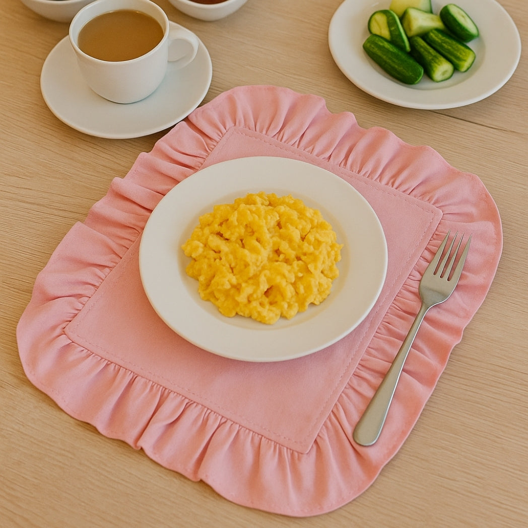 Pembe Fırfırlı Dikdörtgen Amerikan Servis Homerest