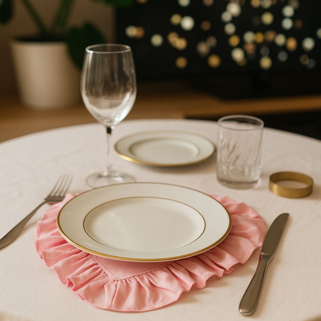 Pembe Fırfırlı Kalp Amerikan Servis Homerest