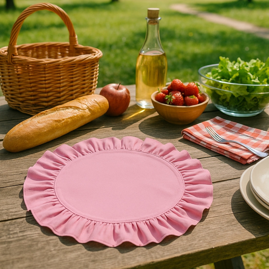 Pembe Fırfırlı Yuvarlak Amerikan Servis Homerest