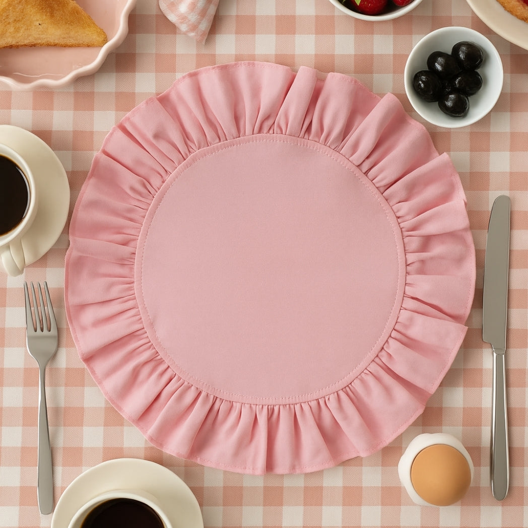 Pembe Fırfırlı Yuvarlak Amerikan Servis Homerest