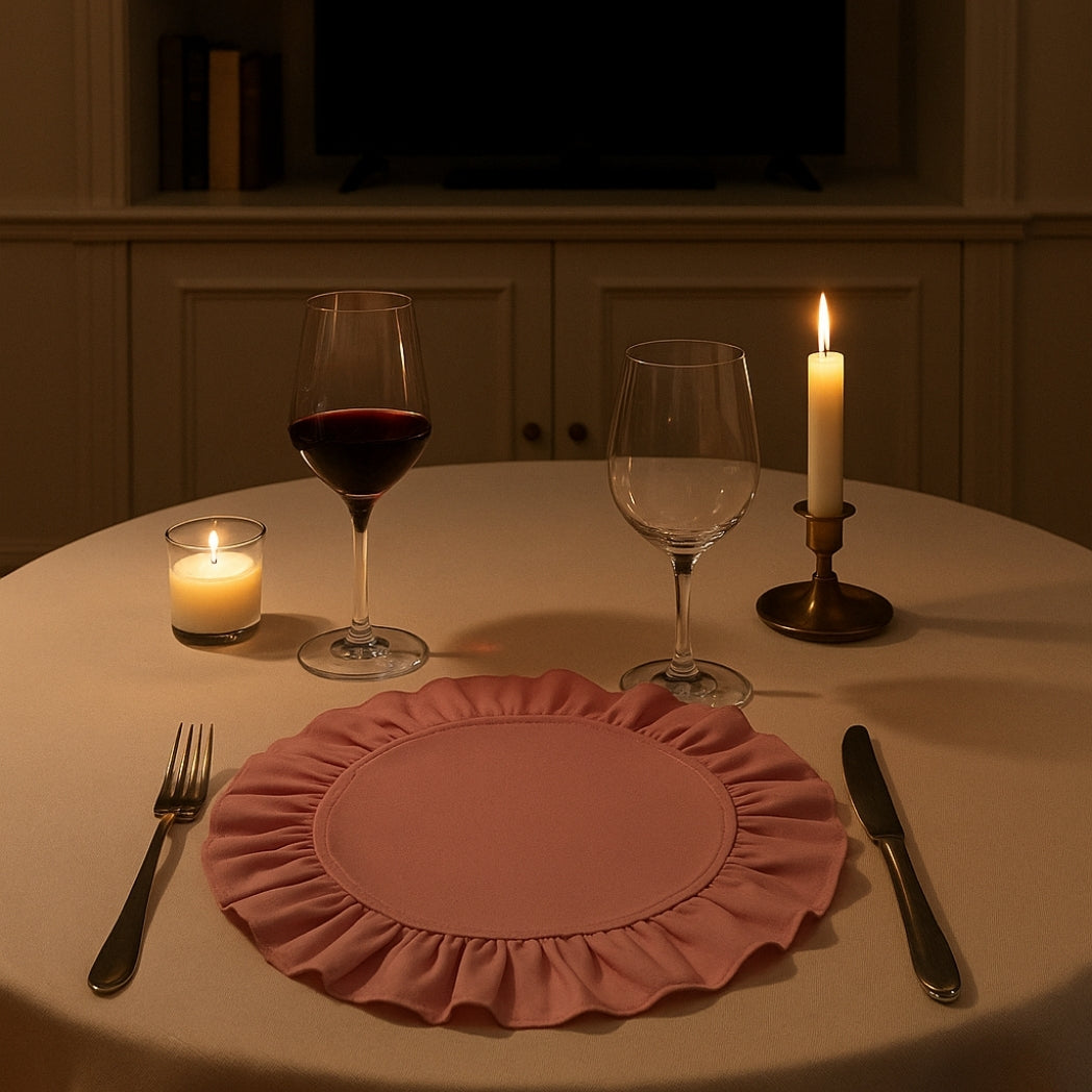 Pembe Fırfırlı Yuvarlak Amerikan Servis Homerest
