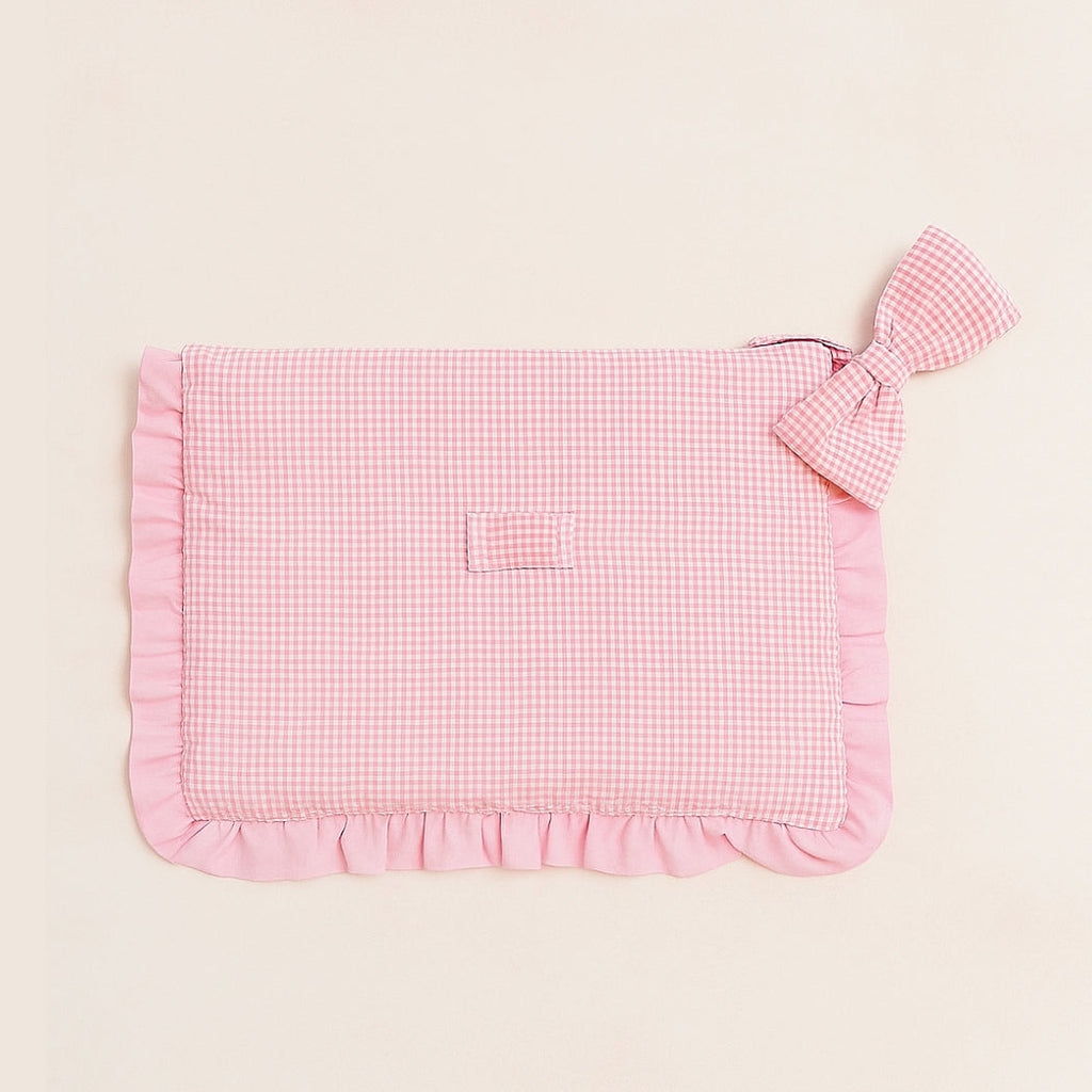 Pembe Fiyonklu Fermuarlı Pötikare Laptop Çantası Homerest