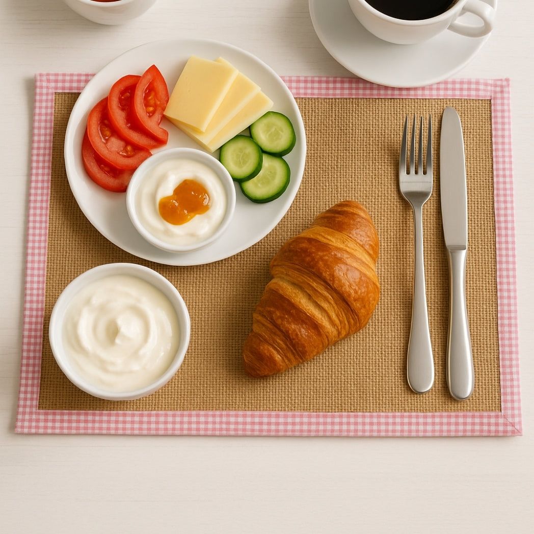 Pembe Kenar Jüt Dikdörtgen Amerikan Servis Homerest