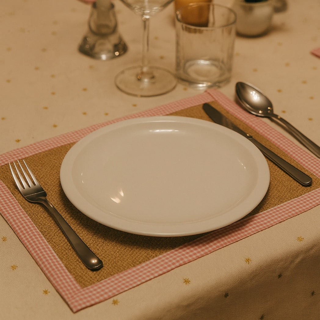 Pembe Kenar Jüt Dikdörtgen Amerikan Servis Homerest