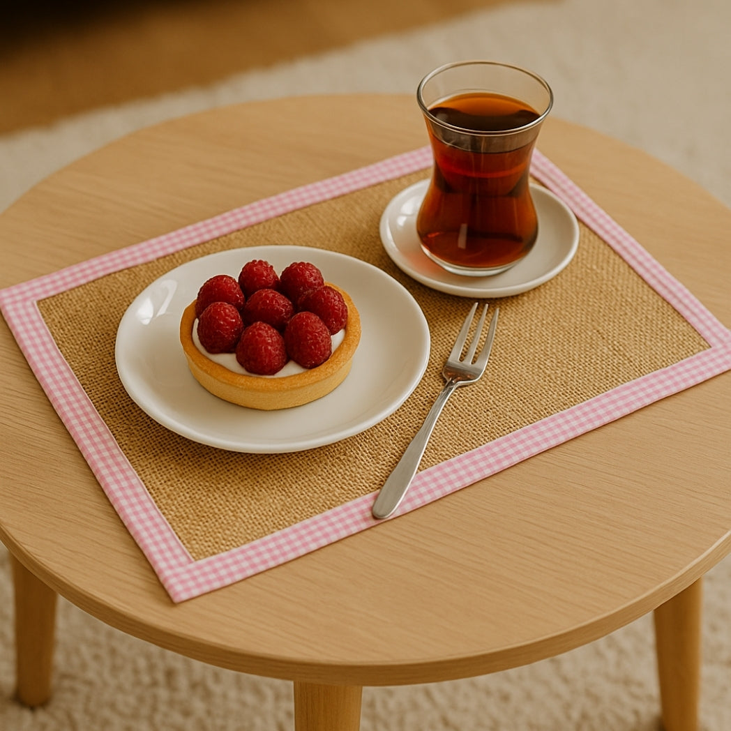 Pembe Kenar Jüt Dikdörtgen Amerikan Servis Homerest