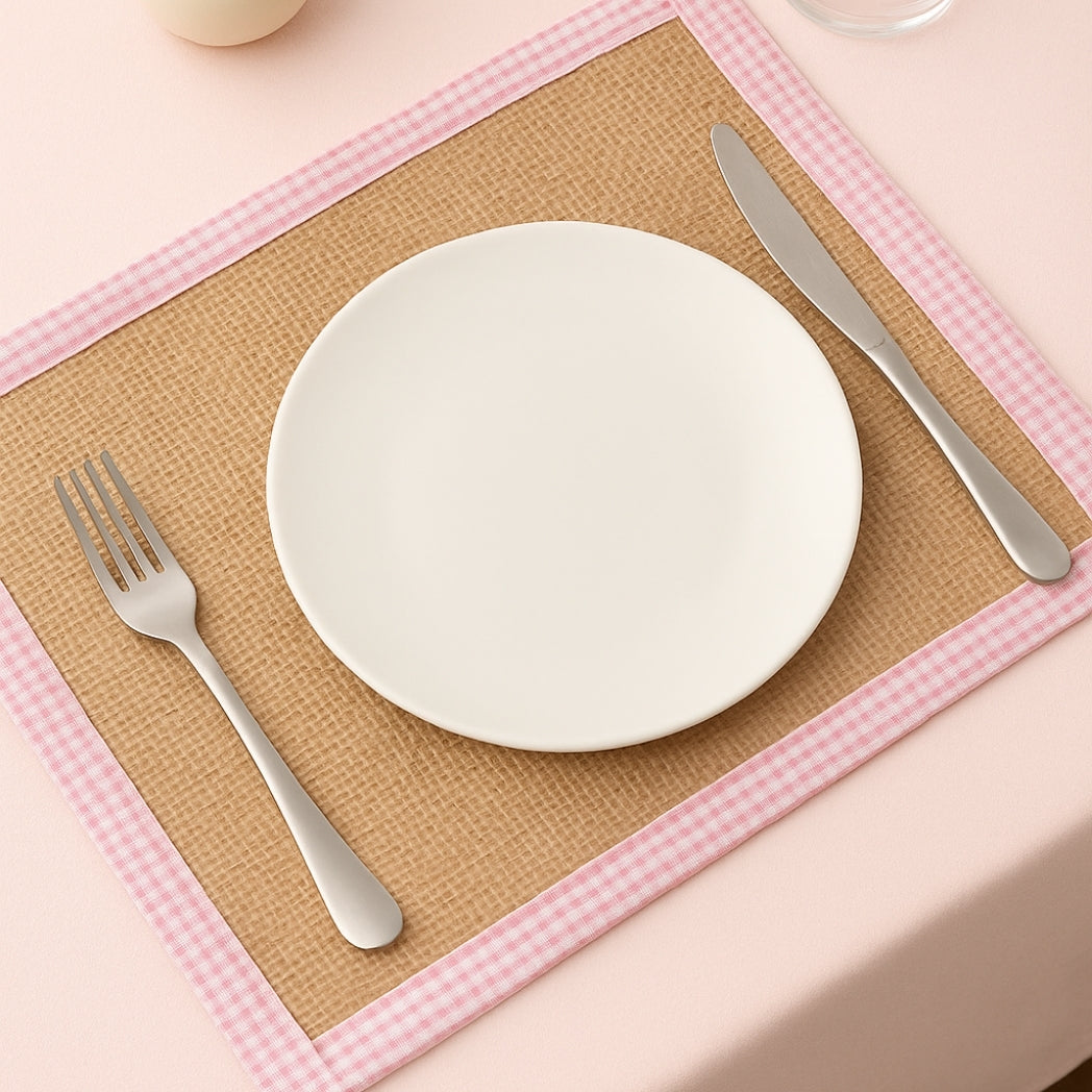 Pembe Kenar Jüt Dikdörtgen Amerikan Servis Homerest