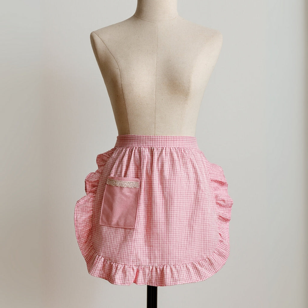 Pembe Pötikare Bel Bağlamalı Mutfak Önlüğü Homerest
