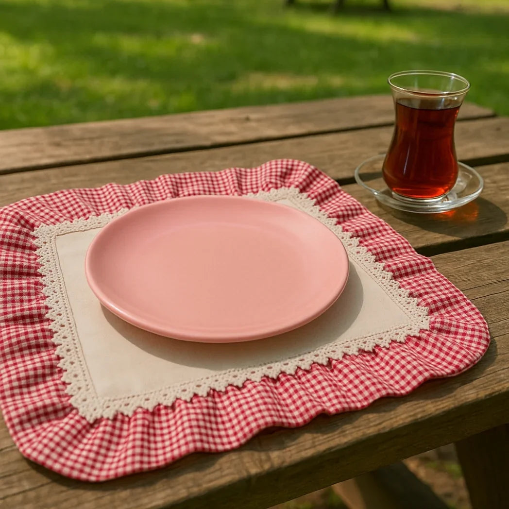 Pötikare Dantelli Dikdörtgen Amerikan Servis Homerest