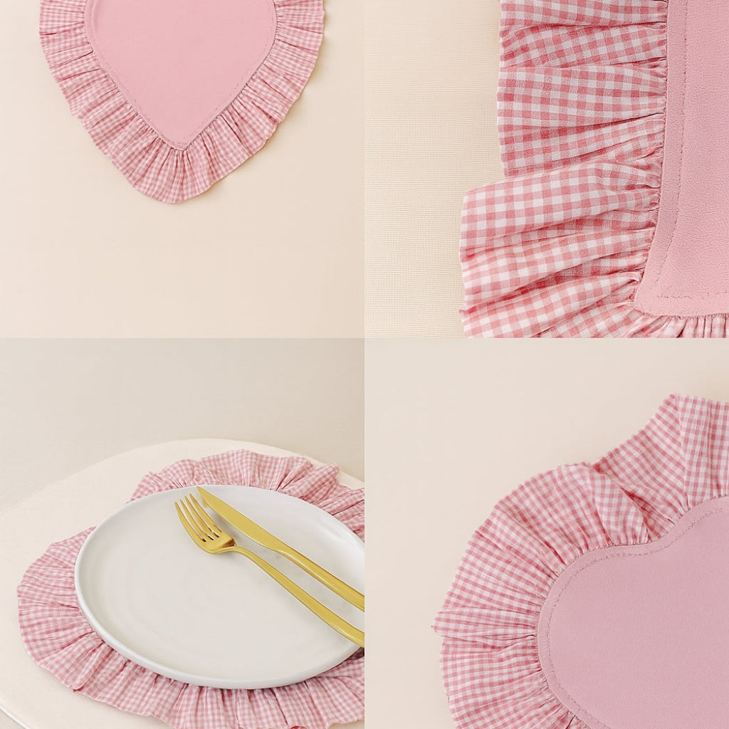 Pötikare Fırfırlı Pembe Kalp Amerikan Servis Homerest