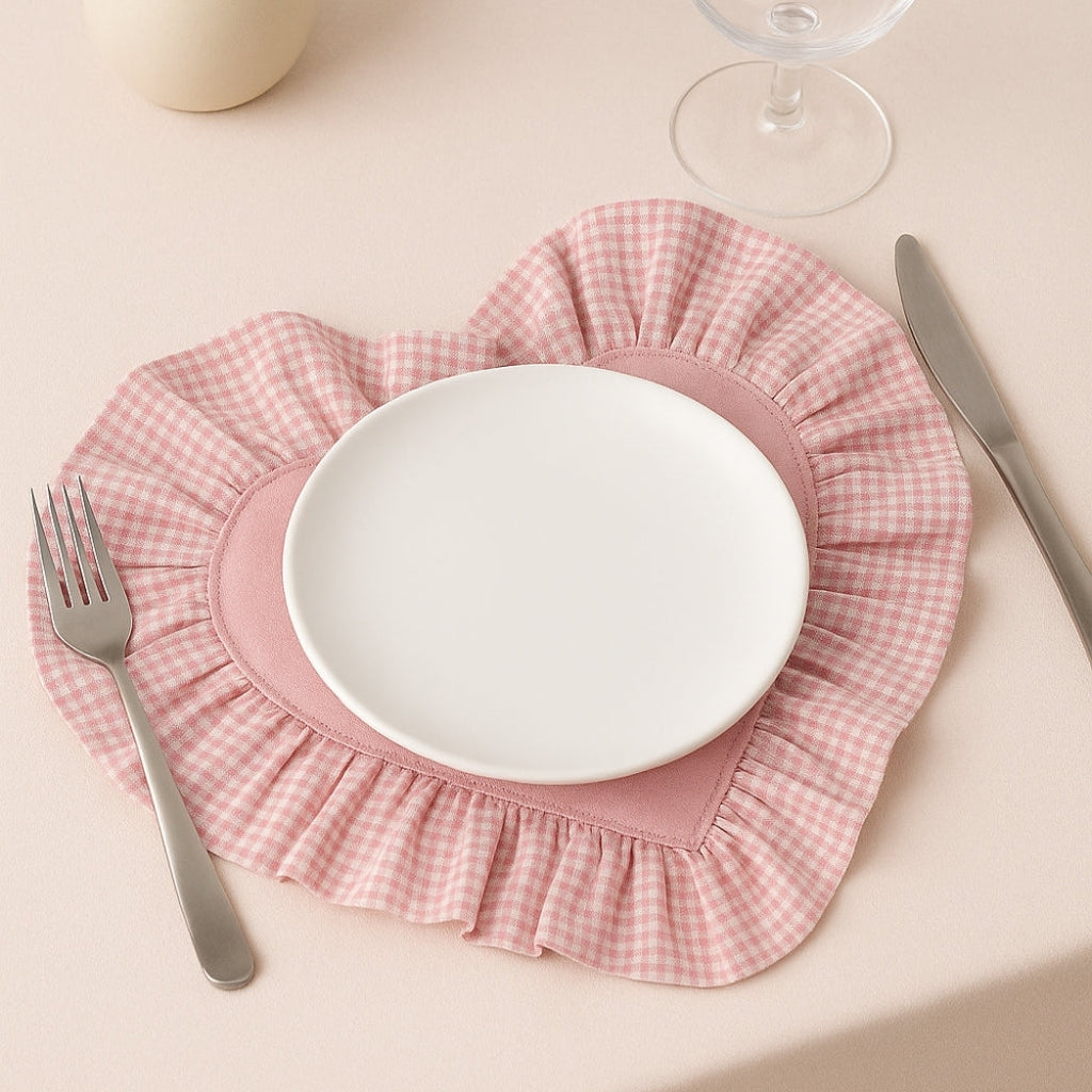 Pötikare Fırfırlı Pembe Kalp Amerikan Servis Homerest