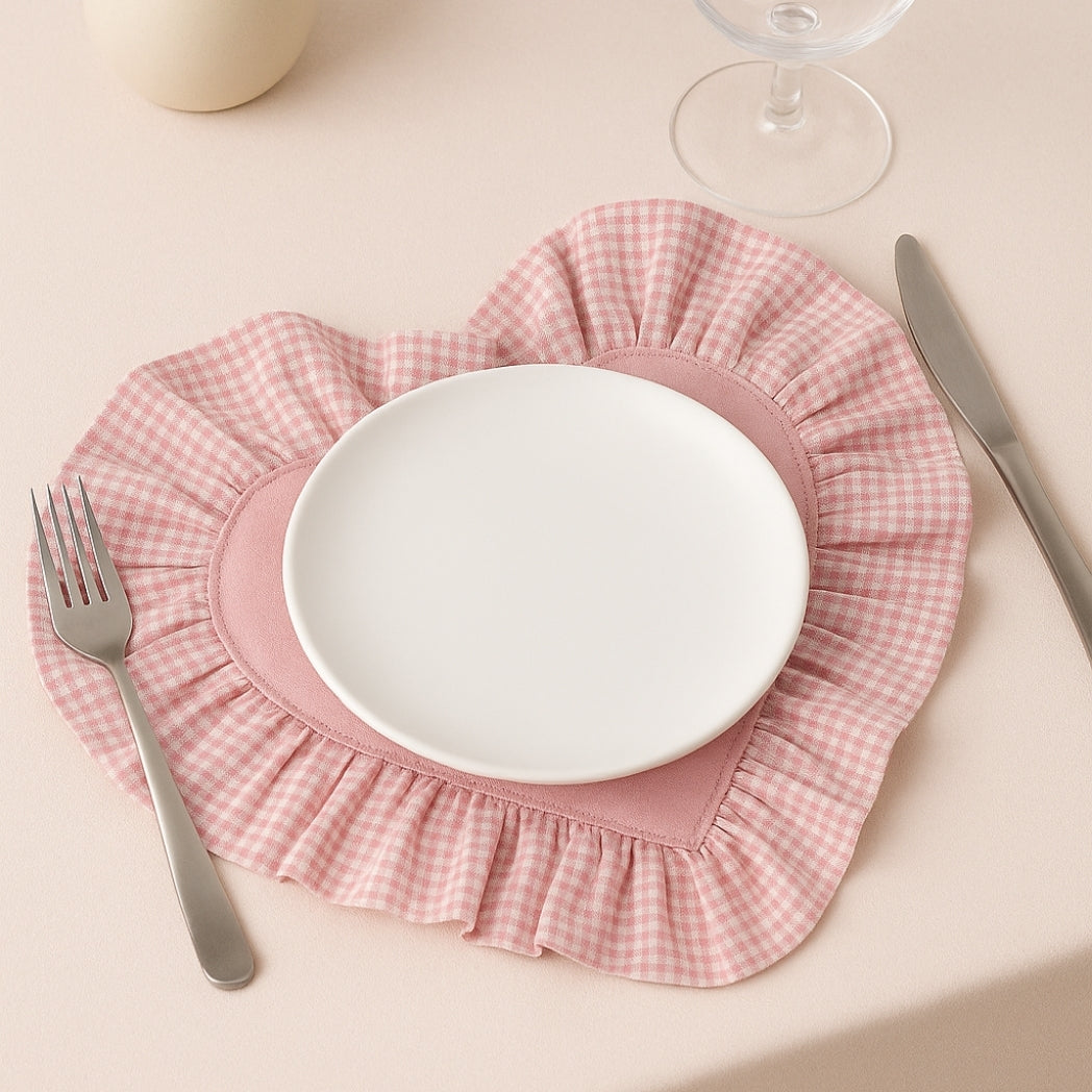 Pötikare Fırfırlı Pembe Kalp Amerikan Servis Homerest