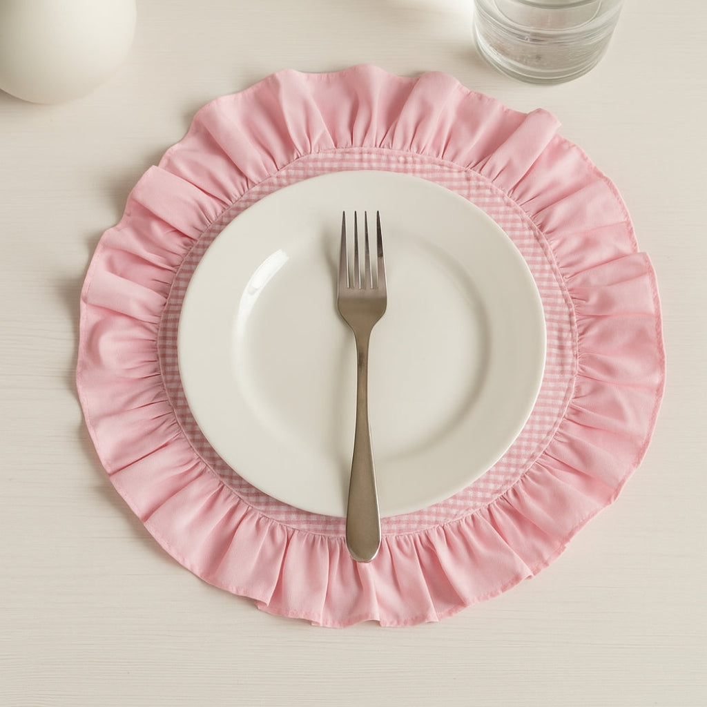 Pötikare Fırfırlı Pembe Yuvarlak Amerikan Servis Homerest