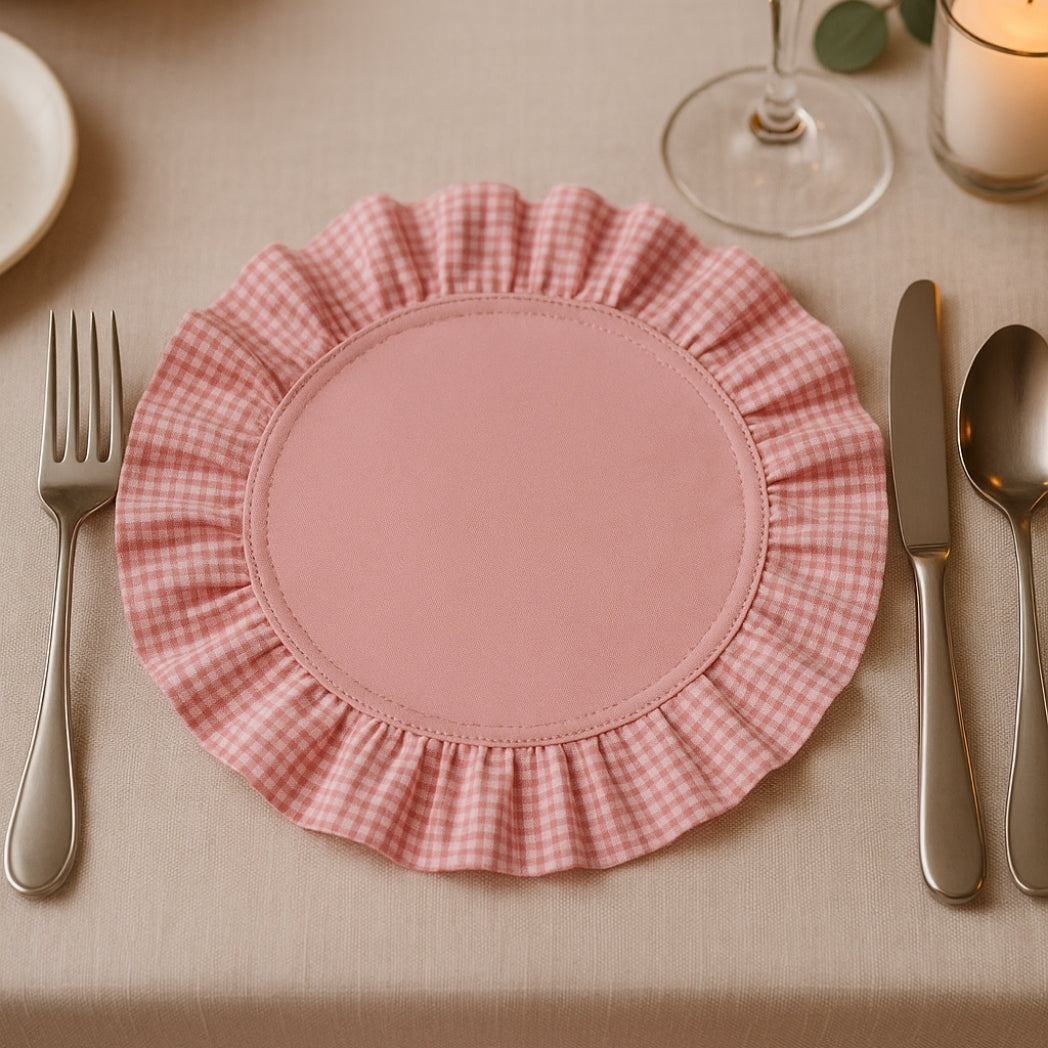 Pötikare Fırfırlı Pembe Yuvarlak Amerikan Servis Homerest