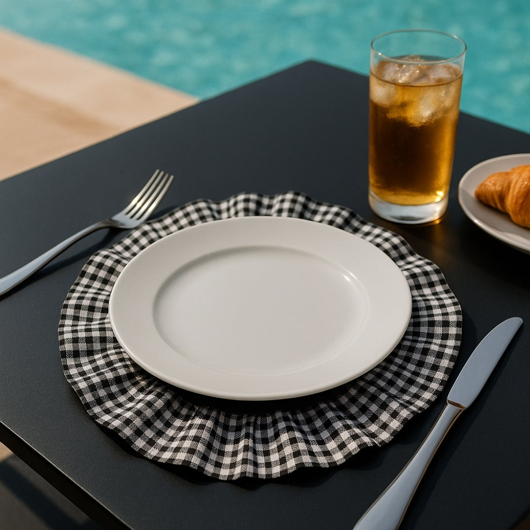 Pötikare Fırfırlı Siyah Yuvarlak Amerikan Servis Homerest