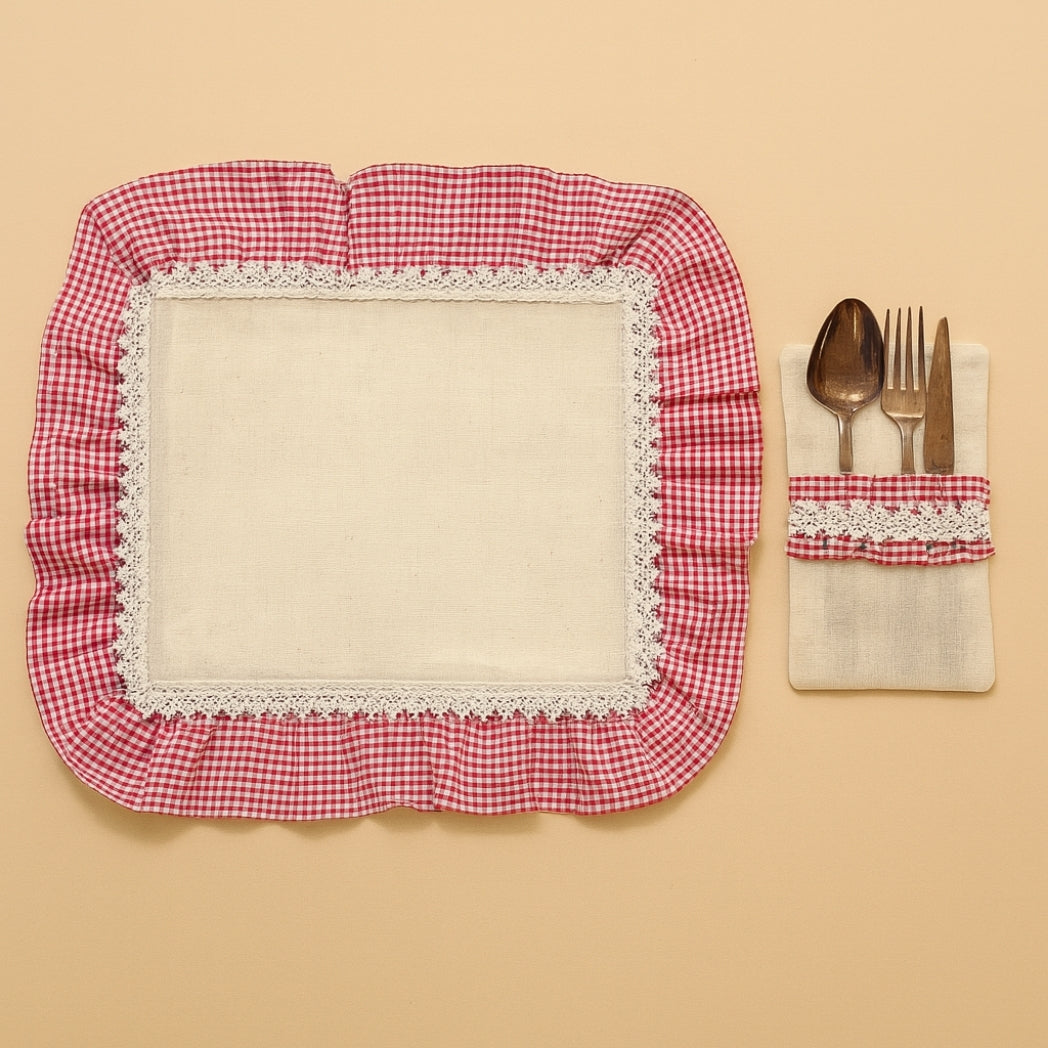 Pötikare Kaşıklıklı Dantelli Dikdörtgen Amerikan Servis Homerest