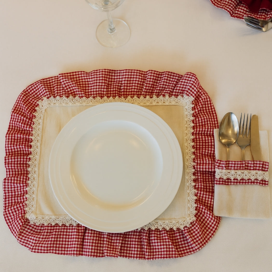 Pötikare Kaşıklıklı Dantelli Dikdörtgen Amerikan Servis Homerest