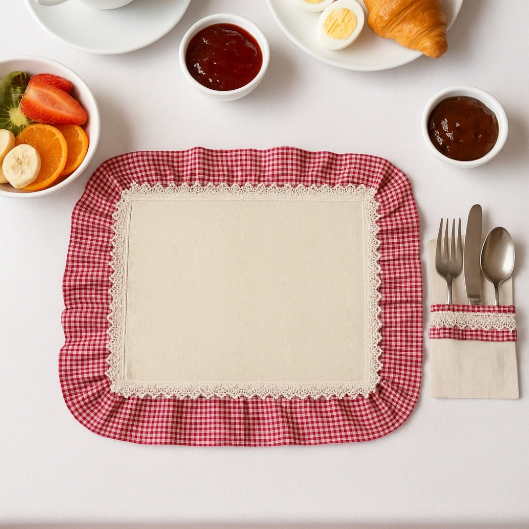 Pötikare Kaşıklıklı Dantelli Dikdörtgen Amerikan Servis Homerest