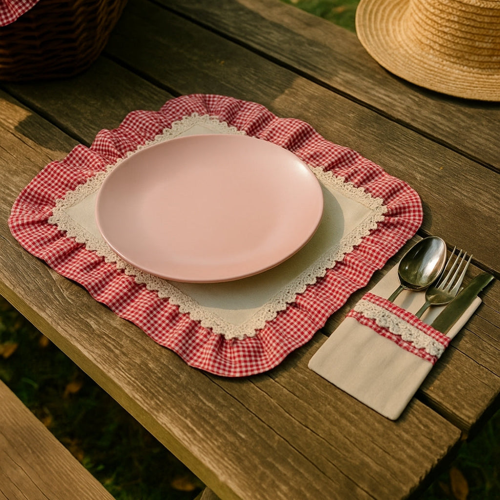 Pötikare Kaşıklıklı Dantelli Dikdörtgen Amerikan Servis Homerest