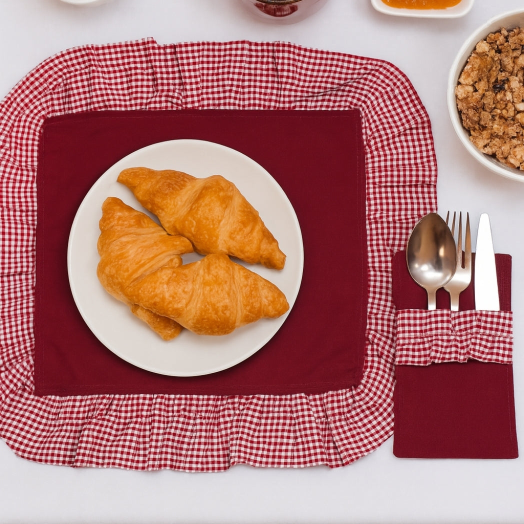 Pötikare Kaşıklıklı Kırmızı Dikdörtgen Amerikan Servis Homerest
