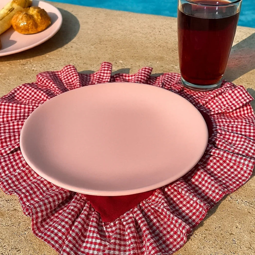 Pötikare Fırfırlı Kırmızı Kalp Amerikan Servis Homerest