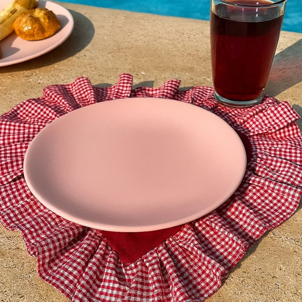Pötikare Fırfırlı Kırmızı Kalp Amerikan Servis Homerest