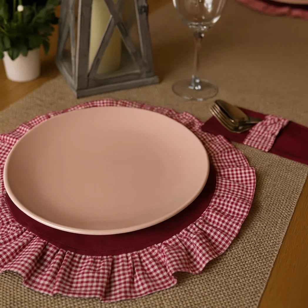 Pötikare Kaşıklıklı Kırmızı Yuvarlak Amerikan Servis Homerest