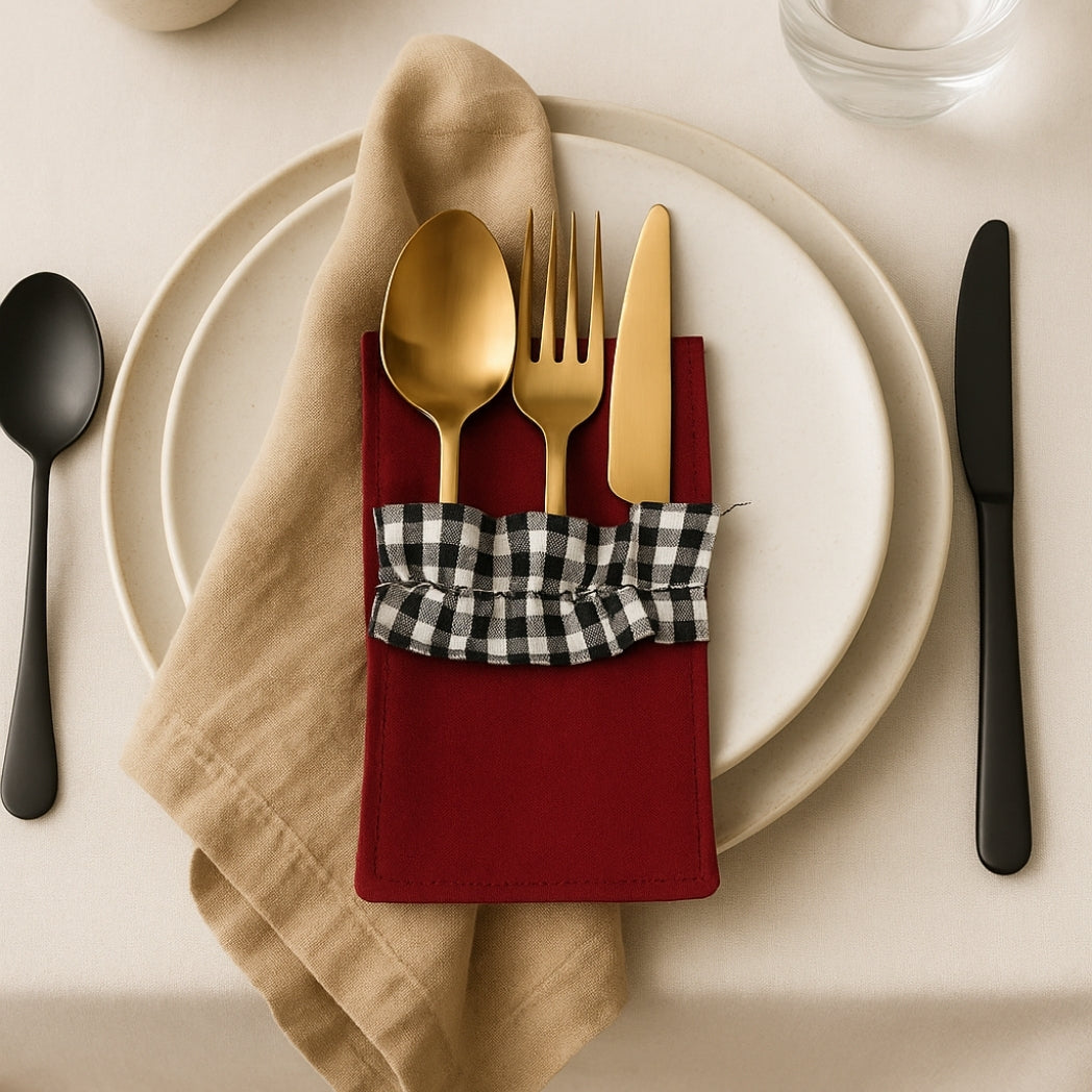 Siyah Fırfırlı Kırmızı Kaşıklık Homerest