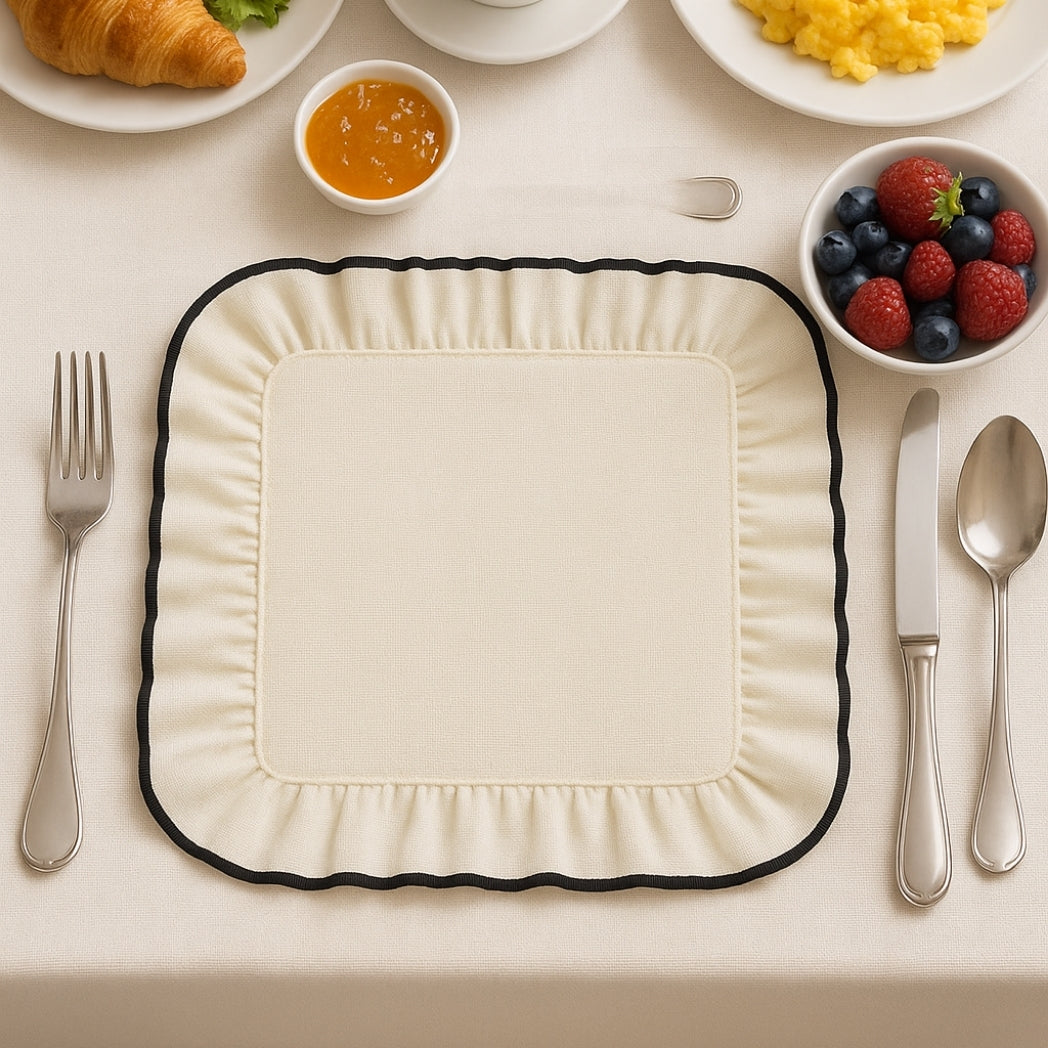 Siyah Kenar Ekru Dikdörtgen Amerikan Servis Homerest
