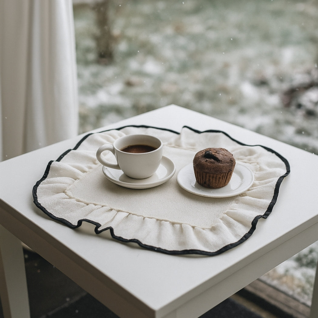 Siyah Kenar Ekru Dikdörtgen Amerikan Servis Homerest