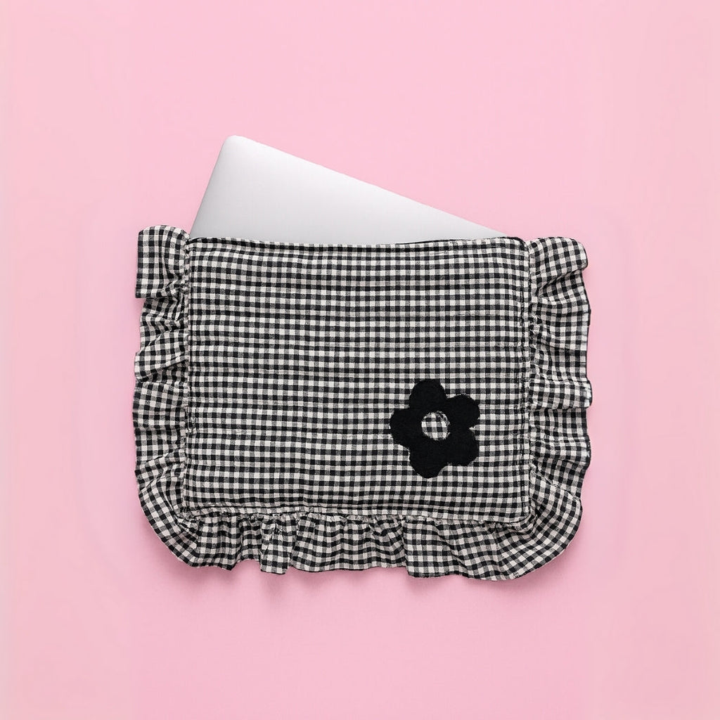 Siyah Pötikare Fermuarlı Laptop Çantası Homerest