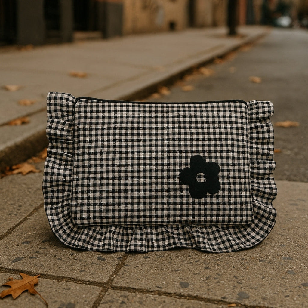 Siyah Pötikare Fermuarlı Laptop Çantası Homerest