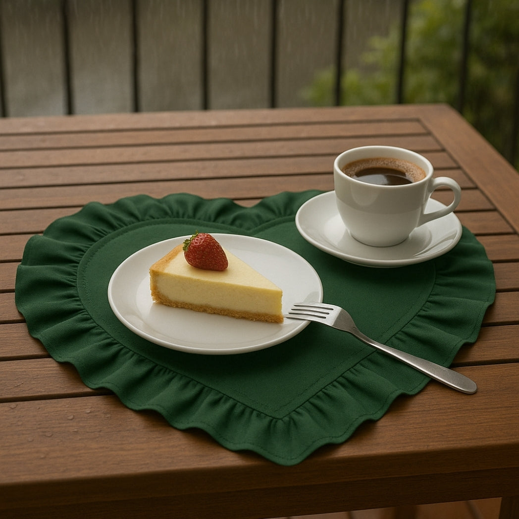 Yeşil Fırfırlı Kalp Amerikan Servis Homerest