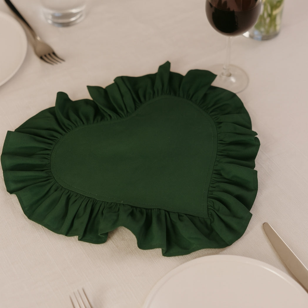 Yeşil Fırfırlı Kalp Amerikan Servis Homerest