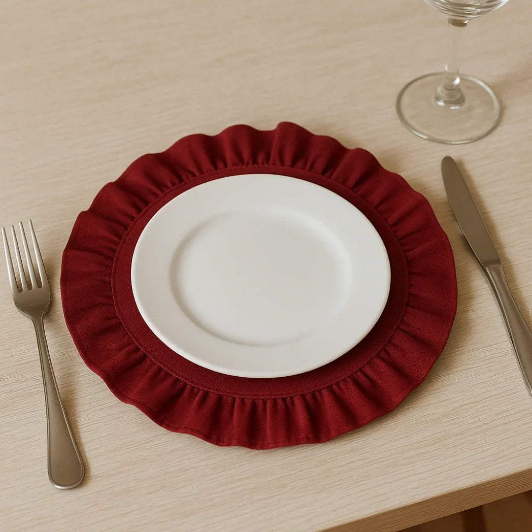 Yuvarlak Fırfırlı Kırmızı Amerikan Servis Homerest
